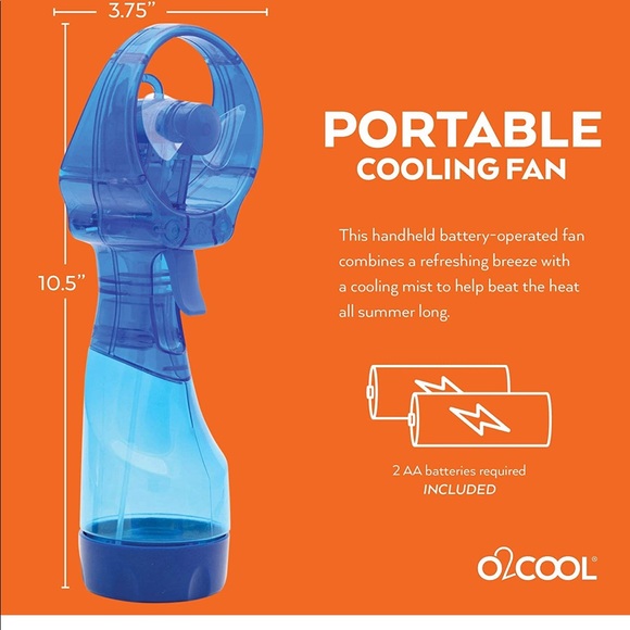 O2COOL Deluxe Misting Personal Fan, 2.5" Dark Blue - Picture 7 of 11